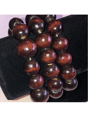 Elegant Brown Wooden Beaded Boho Stretchy Bracelets Set